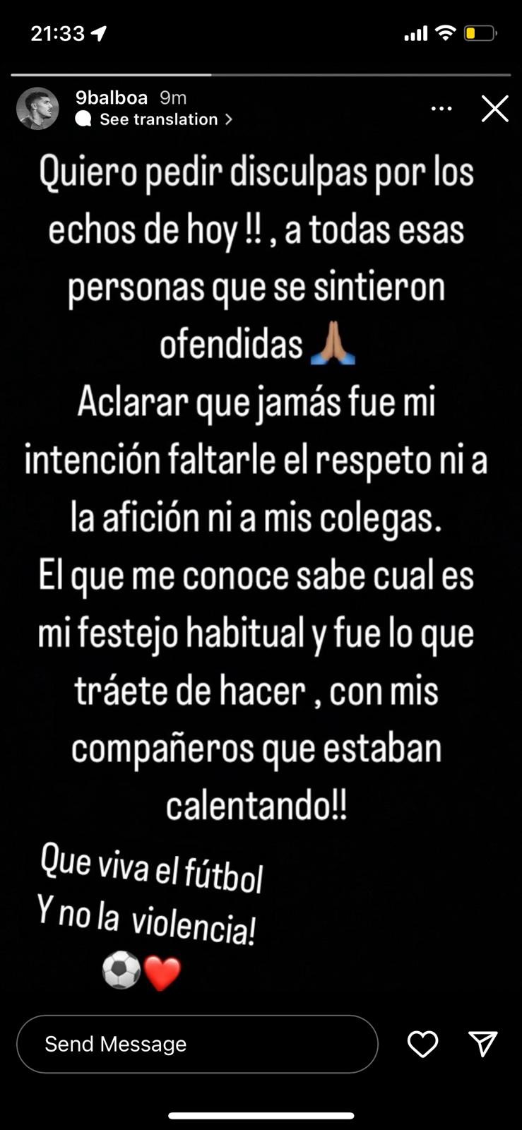 El mensaje de Adrián Balboa. Foto: Instagram Adrián Balboa.
