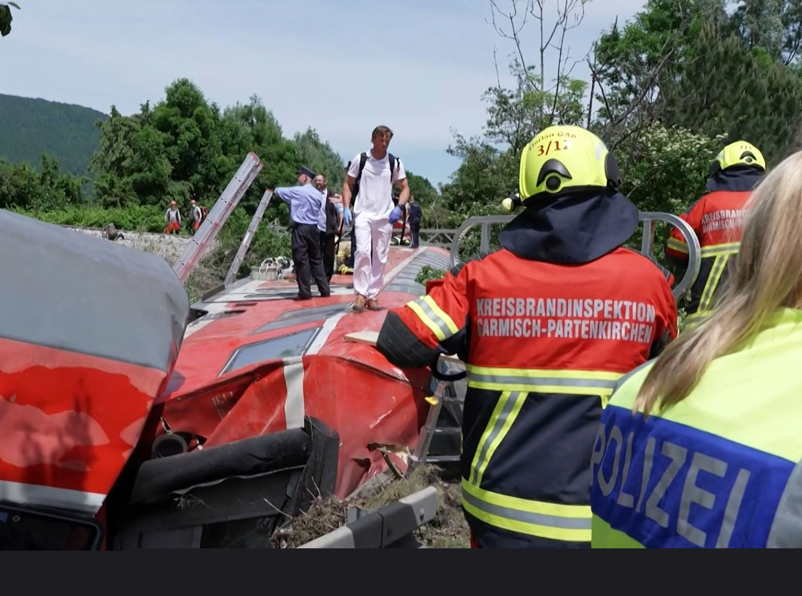 Descarrilamiento de un tren regional en los Alpes Bávaros. Foto: AFP