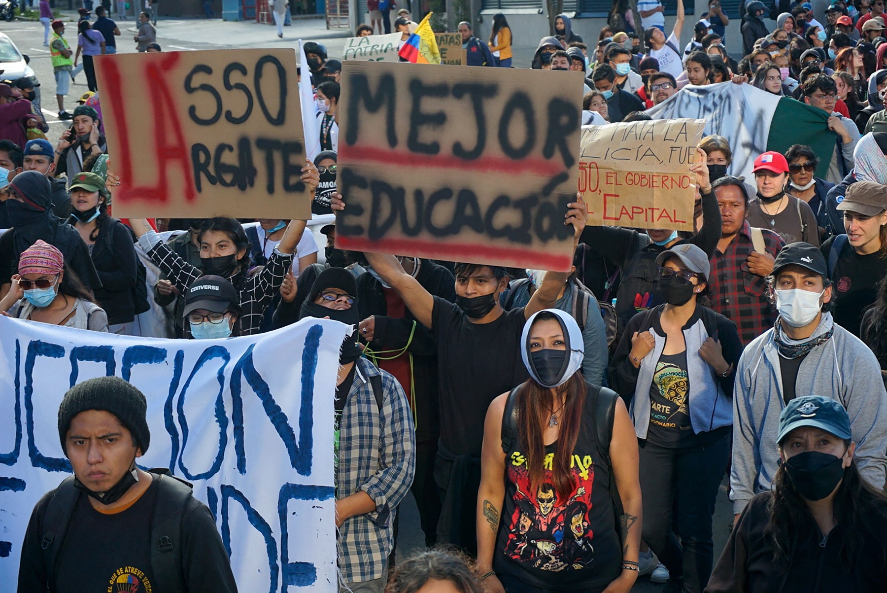Protestas contra el gobierno de Guillermo Lasso. Foto: AFP.