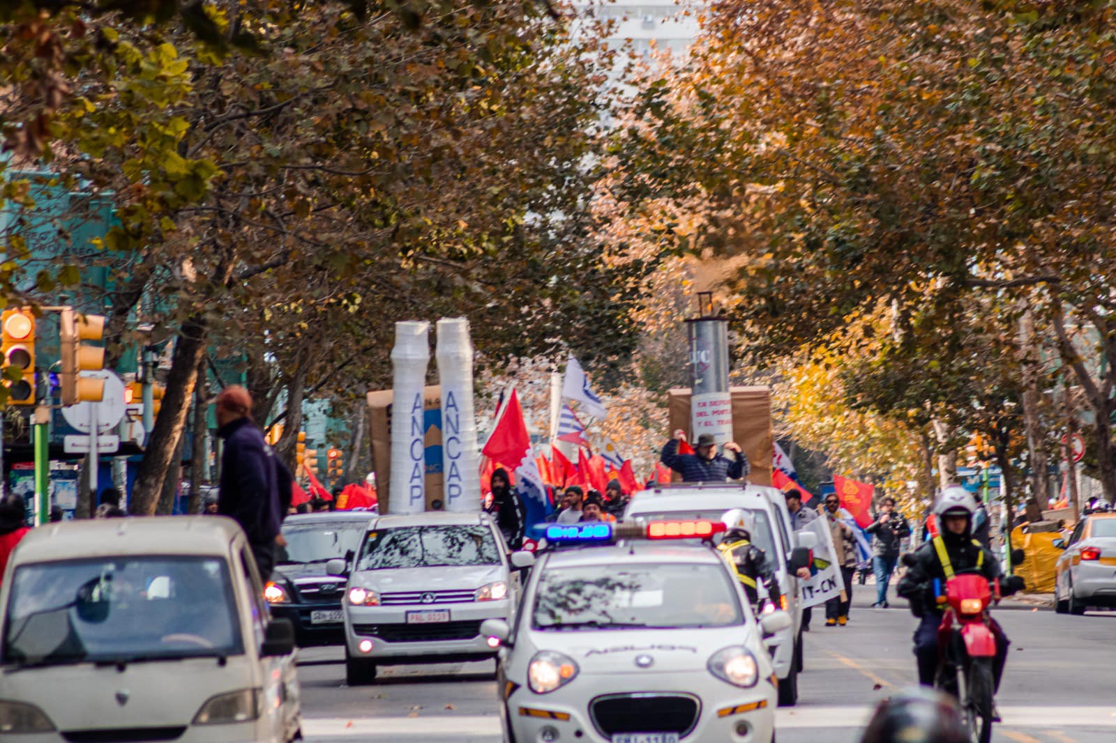 Movilización de sindicatos de Ancap. Foto: Federación Ancap
