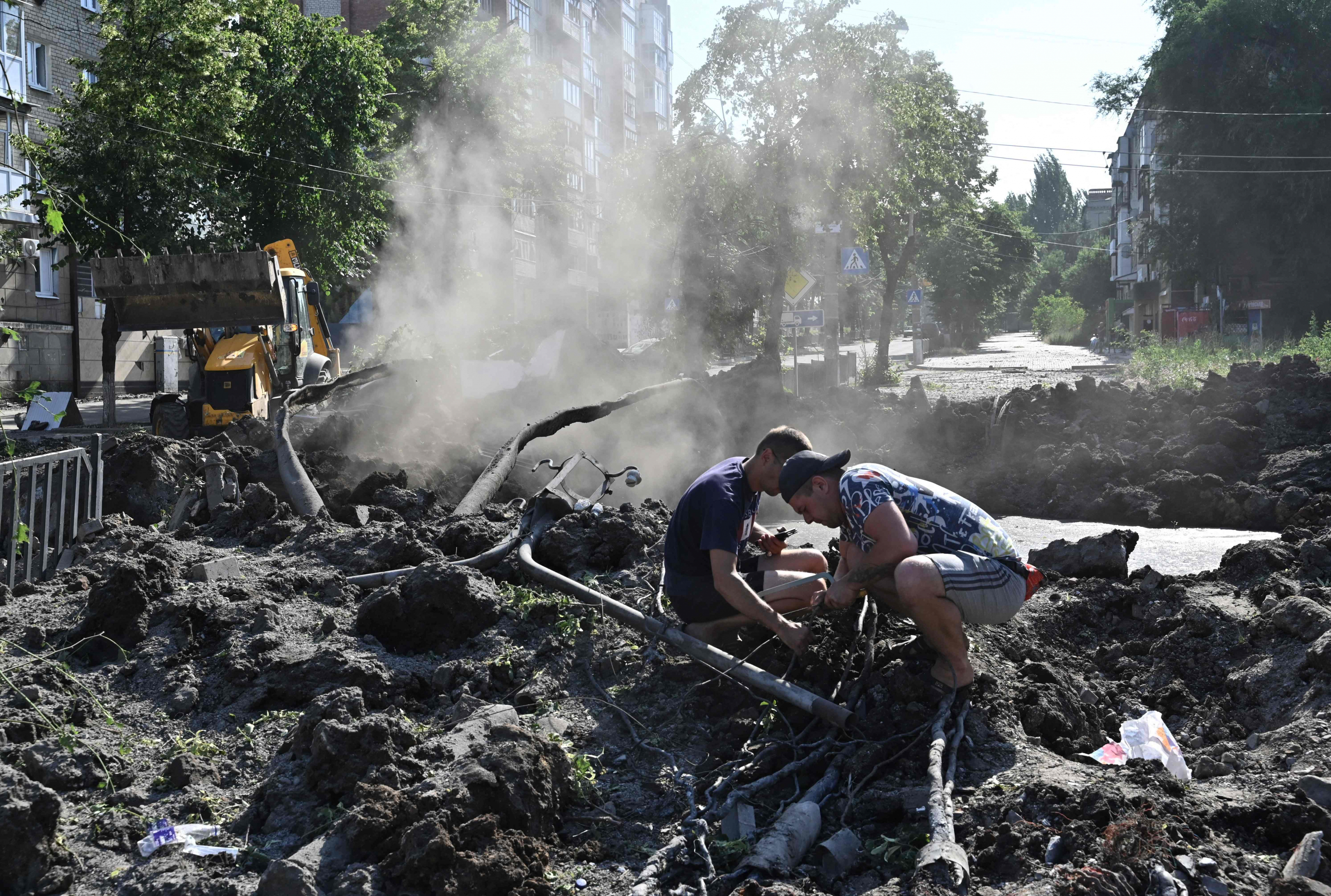 Ciudad de Ucrania tras ser atacada por Rusia. Foto: AFP