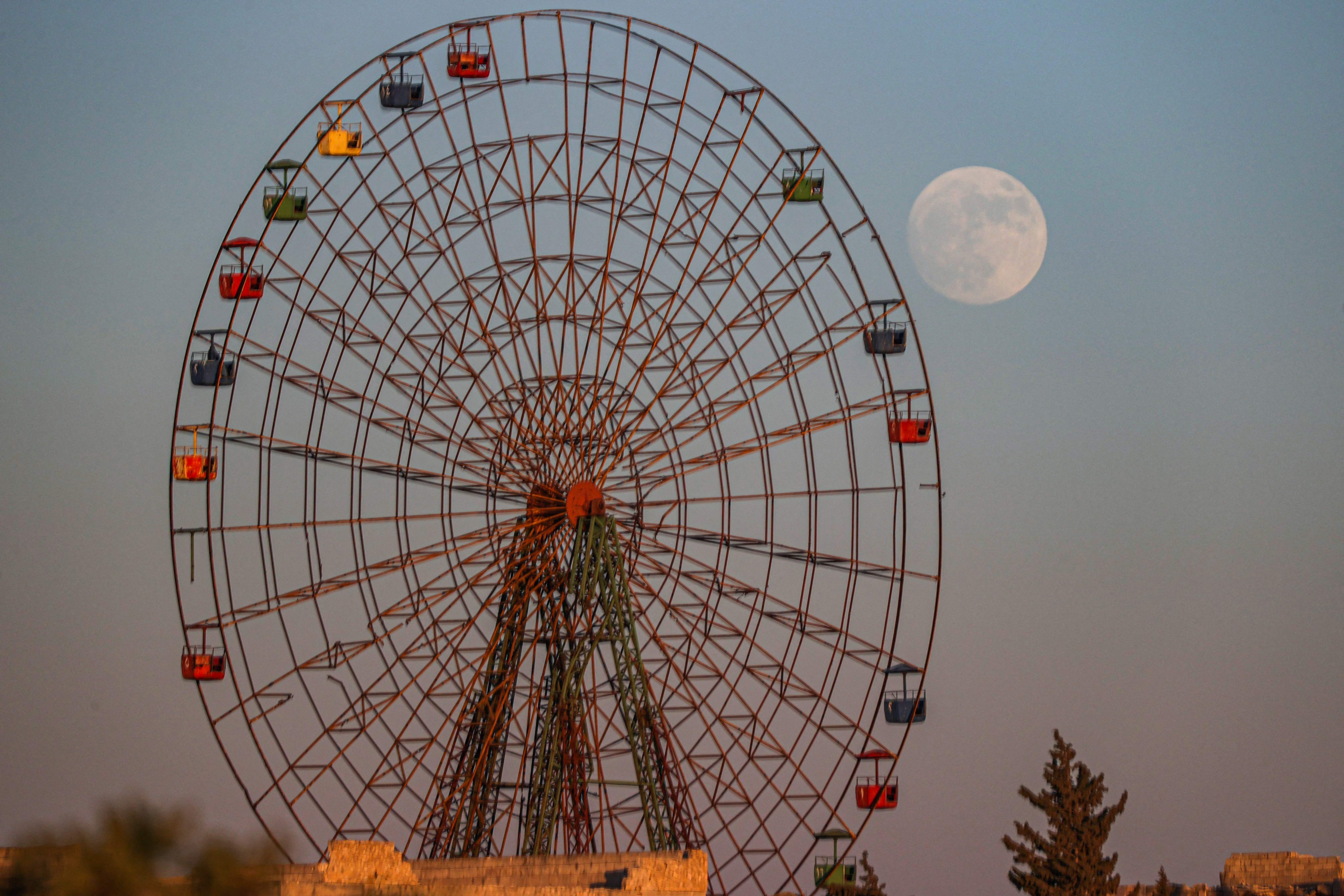 Superluna en Siria. Foto: AFP