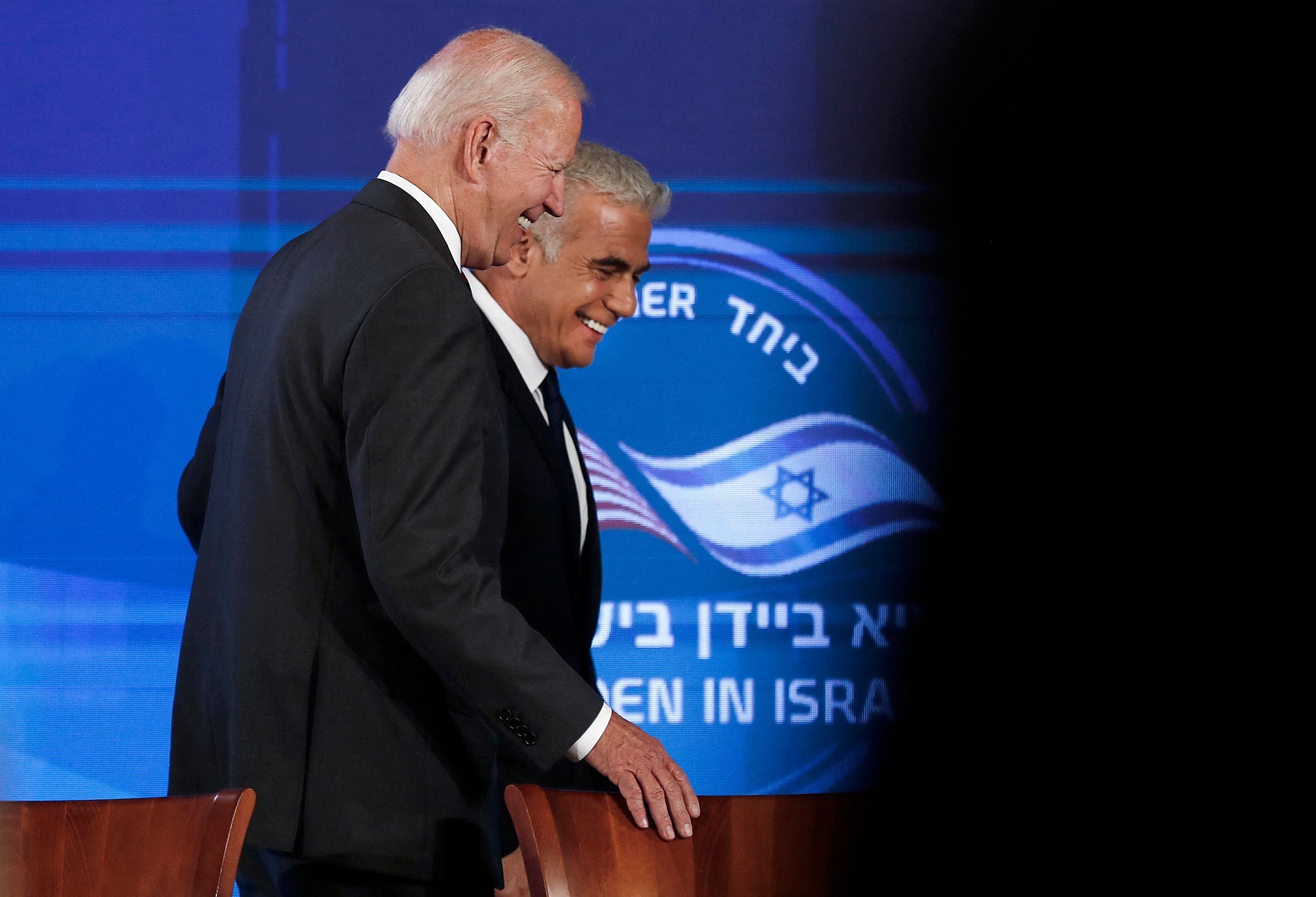 Biden y Lapid. Foto: AFP.