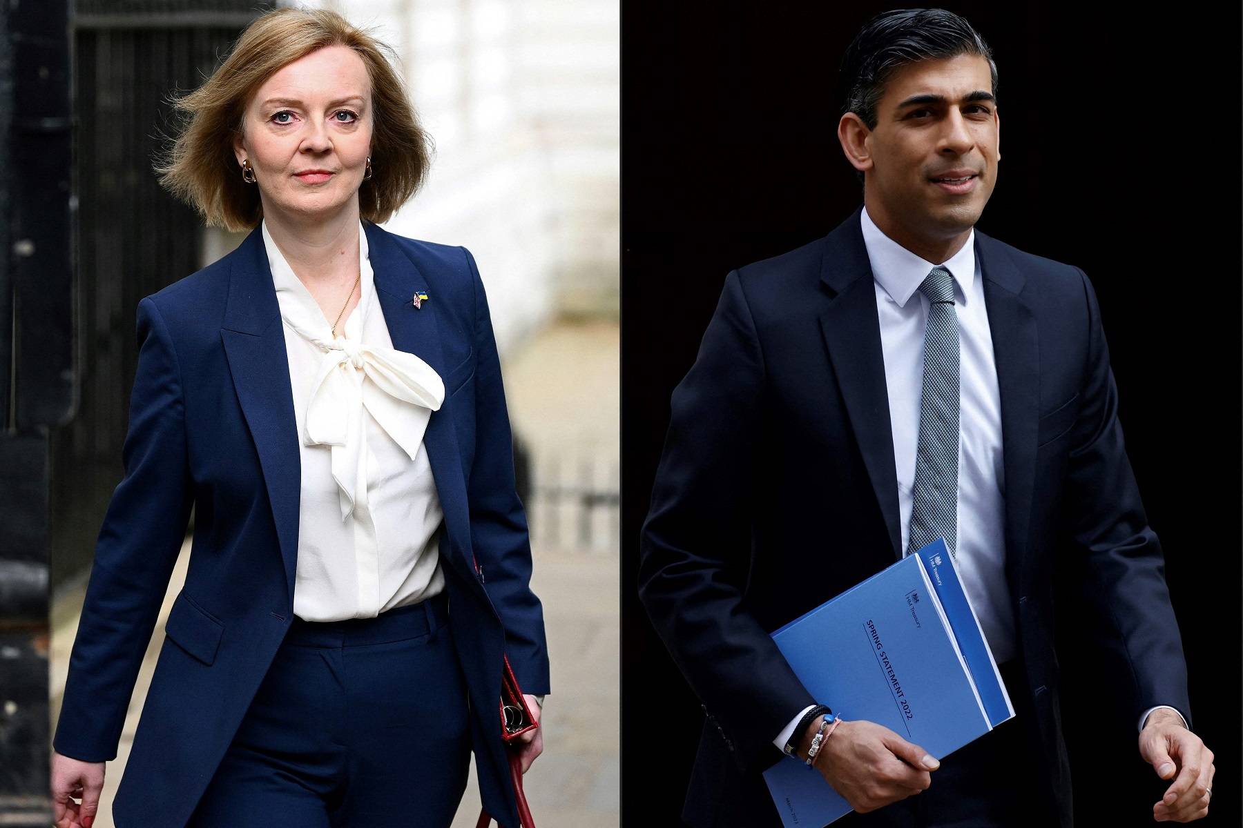 Liz Truss y Rishi Sunak. Foto: AFP.