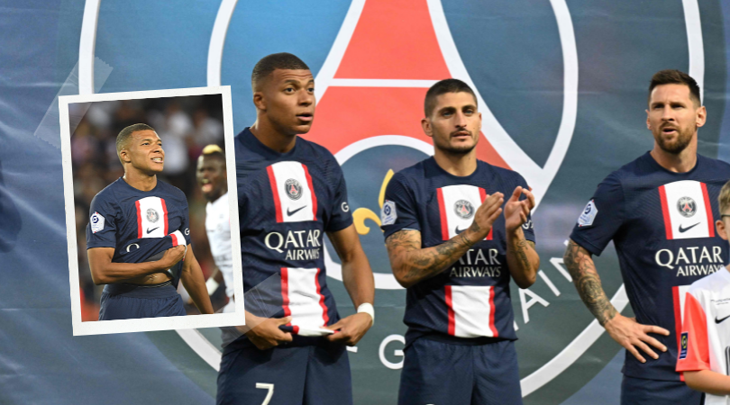 Se desentendió: el indescifrable gesto de Mbappé en una jugada y el choque con Messi. Fotos: AFP