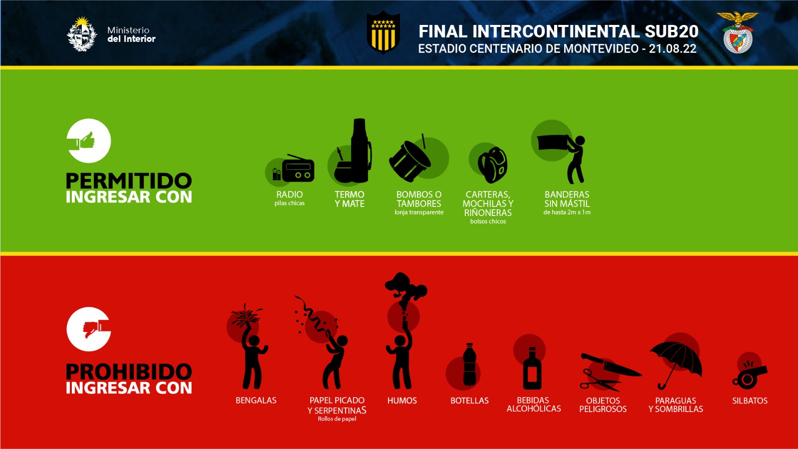 Operativo de seguridad Peñarol-Benfica.