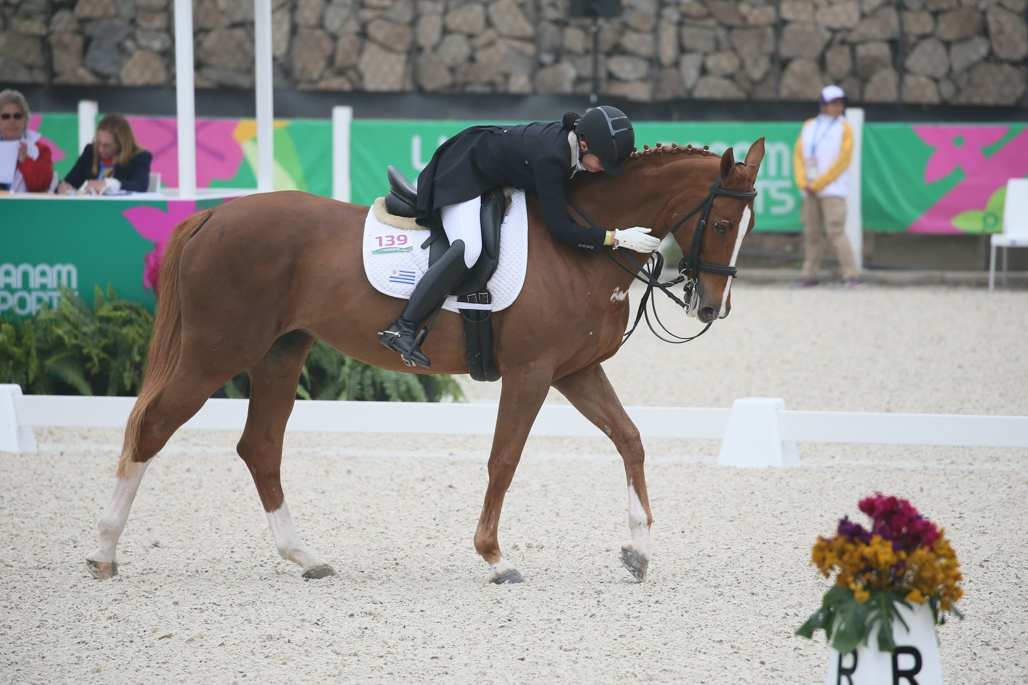 Agustina Bravo junto a SVR Ráfaga, la yegua que utilizó en los Panamericanos de 2019.