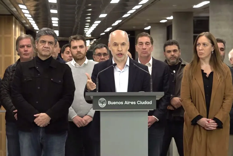 Conferencia de prensa de Horacio Rodríguez Larreta luego de los incidentes en Recoleta. Foto: Captura, LA NACIÓN, (GDA)