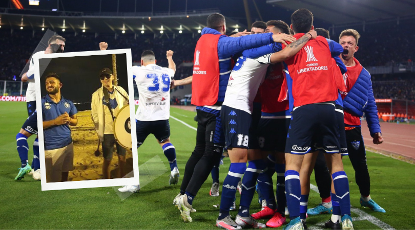 Bizarrap tocó el bombo y reinventó su tema para Vélez en la previa de la semi con el Fla. Fotos: Velez Gigante y @Velez