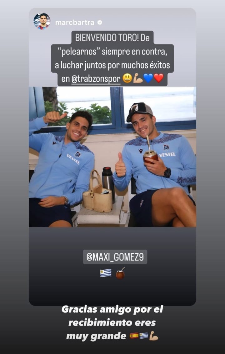 El mensaje de Marc Bartra y la respuesta de Maximiliano Gómez.