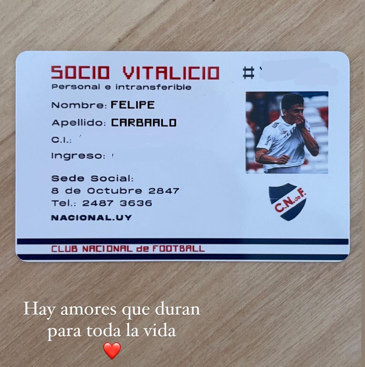 Felipe Carballo, socio vitalicio de Nacional. Captura