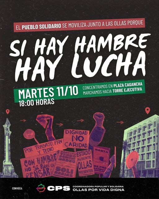 Llamado a marcha por ollas populares de la Coordinadora Popular y Solidaria