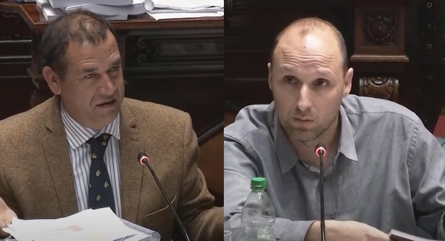 Senadores Sebastián da Silva (PN) y Sebastián Sabini (FA) en sala.