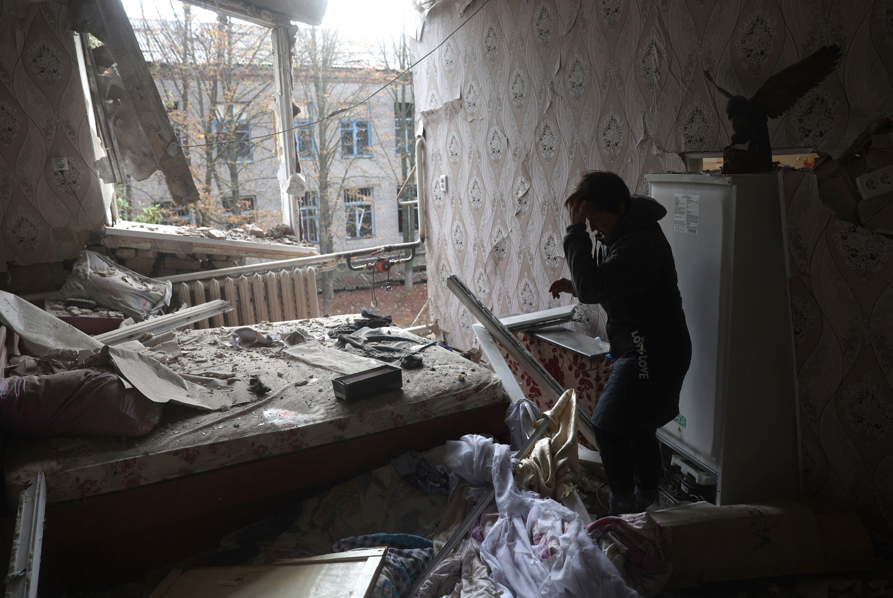 Apartamento destruido por un ataque con misiles en la ciudad ucraniana Konstantinovka, en pleno conflicto con Rusia. Foto: AFP.