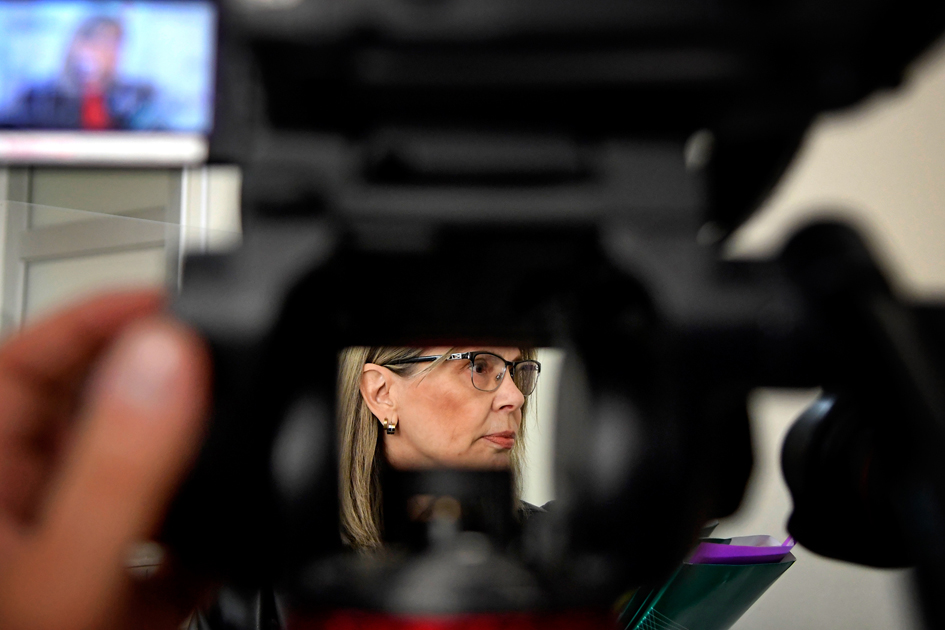 Gabriela Fossati, Fiscal en el caso Astesiano, en juzgado de Juan Carlos Gómez por audiencia. Foto: Leonardo Maine.